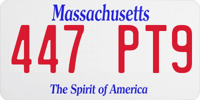MA license plate 447PT9