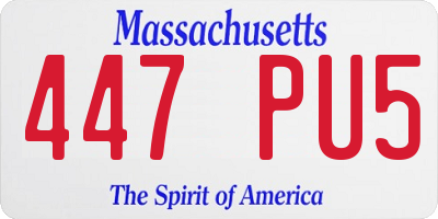 MA license plate 447PU5