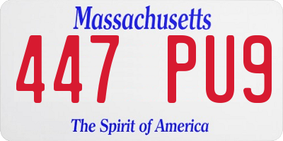 MA license plate 447PU9