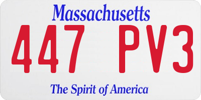 MA license plate 447PV3