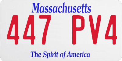 MA license plate 447PV4