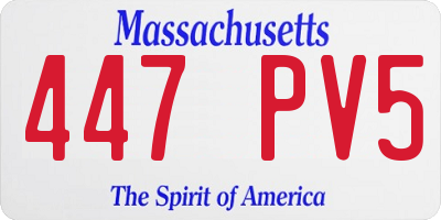 MA license plate 447PV5