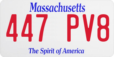 MA license plate 447PV8
