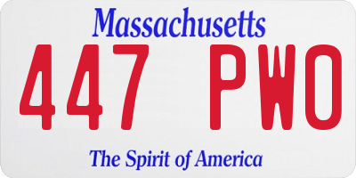 MA license plate 447PW0