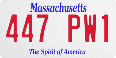 MA license plate 447PW1