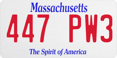 MA license plate 447PW3