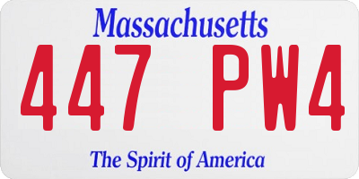 MA license plate 447PW4