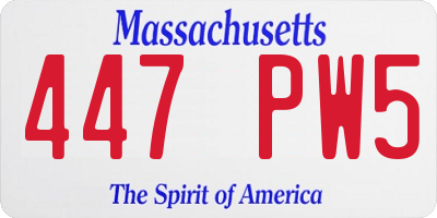 MA license plate 447PW5
