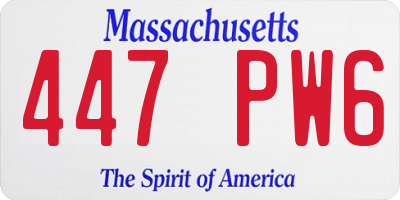 MA license plate 447PW6