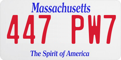 MA license plate 447PW7