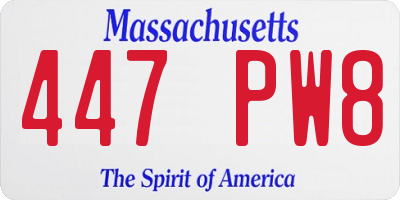 MA license plate 447PW8