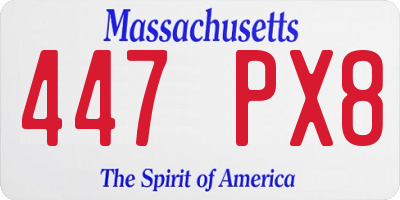 MA license plate 447PX8