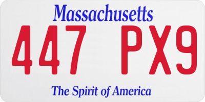 MA license plate 447PX9