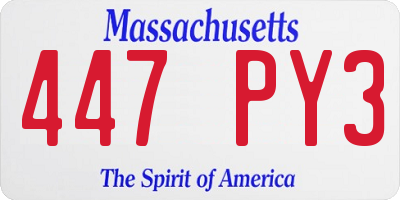 MA license plate 447PY3