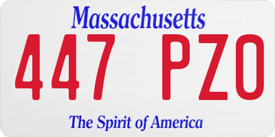 MA license plate 447PZ0