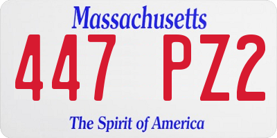 MA license plate 447PZ2