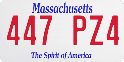 MA license plate 447PZ4