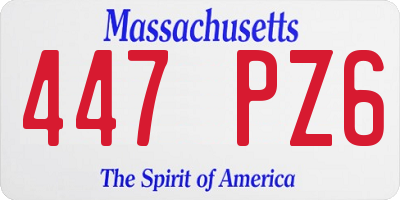 MA license plate 447PZ6