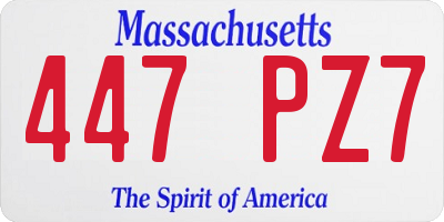 MA license plate 447PZ7