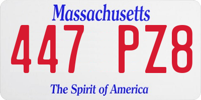 MA license plate 447PZ8