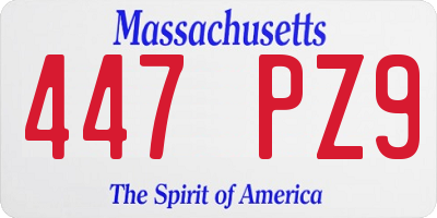 MA license plate 447PZ9