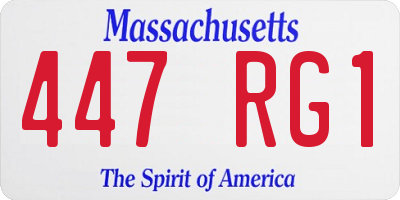 MA license plate 447RG1