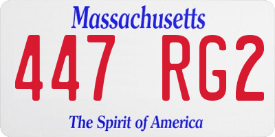 MA license plate 447RG2