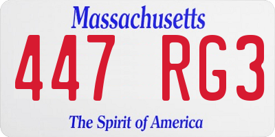 MA license plate 447RG3