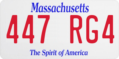 MA license plate 447RG4