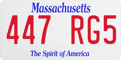 MA license plate 447RG5