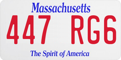MA license plate 447RG6