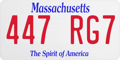 MA license plate 447RG7