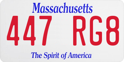 MA license plate 447RG8