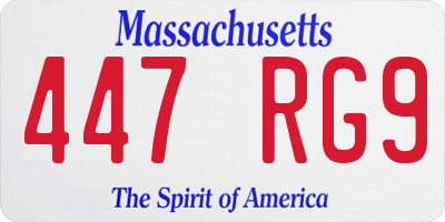 MA license plate 447RG9