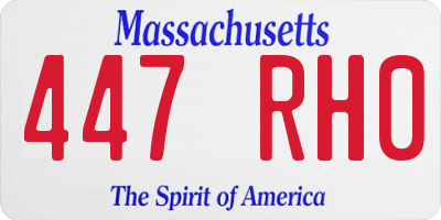 MA license plate 447RH0
