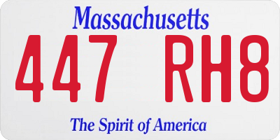 MA license plate 447RH8