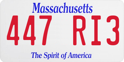 MA license plate 447RI3