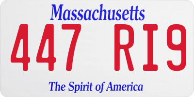 MA license plate 447RI9