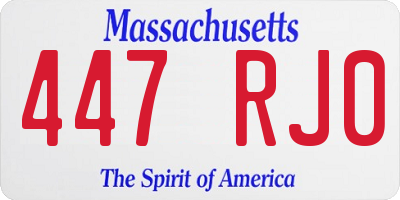 MA license plate 447RJ0