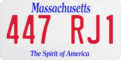 MA license plate 447RJ1