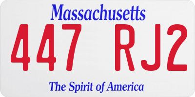 MA license plate 447RJ2
