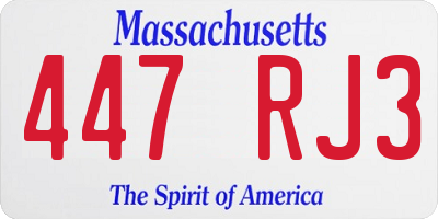 MA license plate 447RJ3