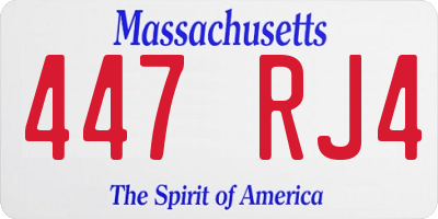 MA license plate 447RJ4