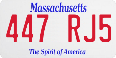MA license plate 447RJ5