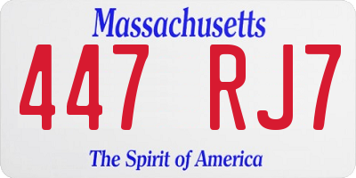 MA license plate 447RJ7