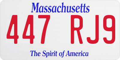 MA license plate 447RJ9
