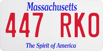 MA license plate 447RK0