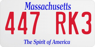 MA license plate 447RK3