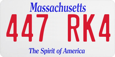 MA license plate 447RK4