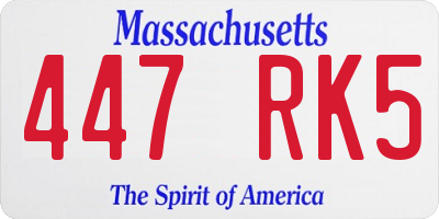 MA license plate 447RK5